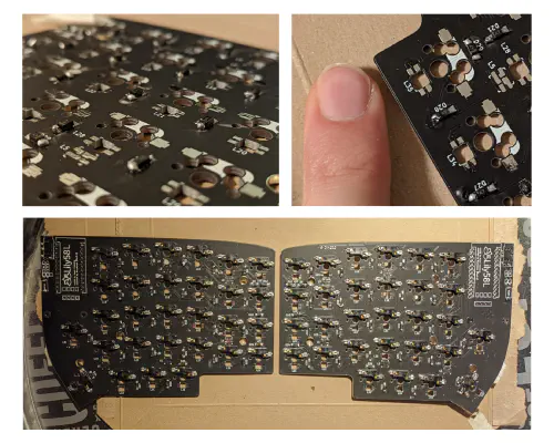 Closeup shots of soldered diodes