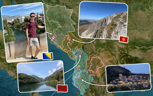 Map of the Balkans with some pictures I took